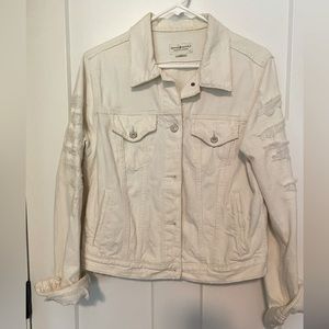 Ralph Lauren  Denim and supply, vintage, cream distressed jean jacket‎ Size L